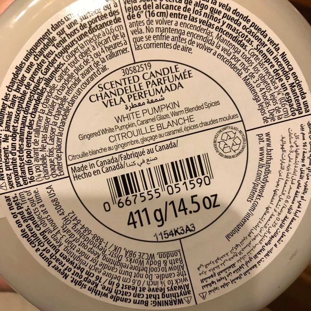 White Pumpkin 3 Wick Candle - Picture 2 of 2